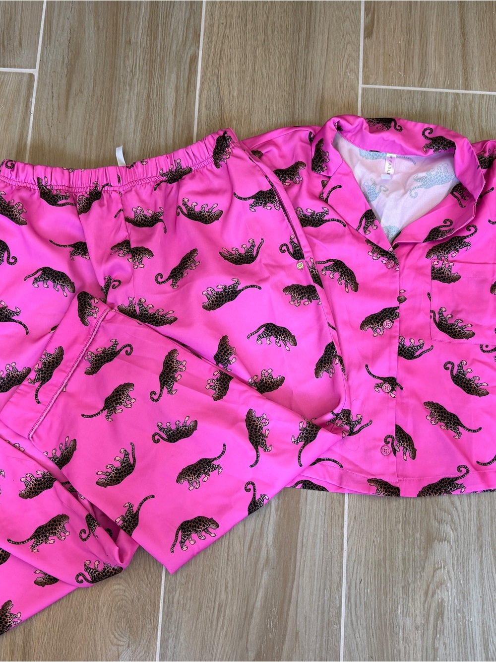 Fabletics Hot Pink Leopard-Print Pajama Set